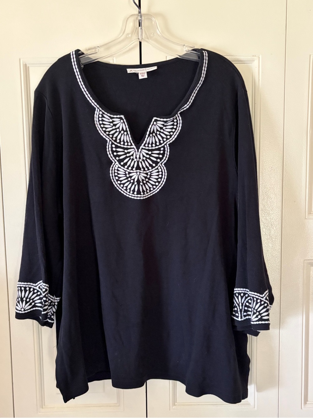 Boho Cottagecore Granola  Festival Top J&M Embrodiered Size 3X Soft Flowy Comfy